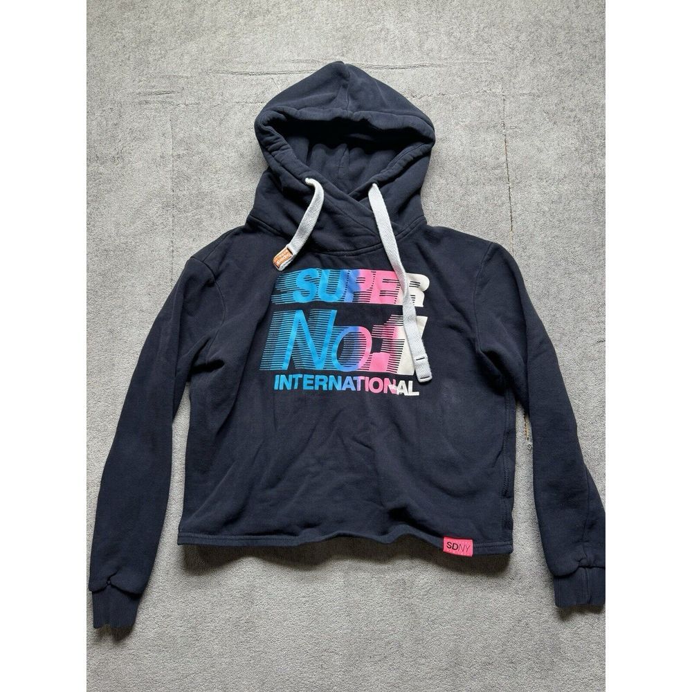 Superdry Hoodie Mens XS Sweatshirt Black Blue Pink‎ International Retro 80s